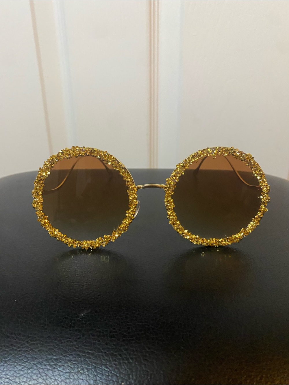 Round Gold Crystal-Trim Sunglasses - Women Accessories